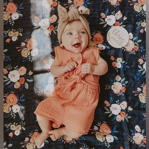 Olive + Scout Baby Oversized Khaki/Tan Topknot Bow‎ Headband Infant 6-12 Months